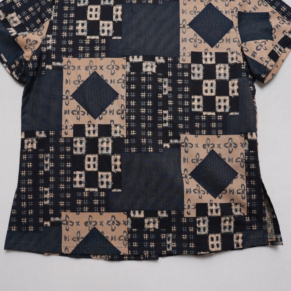 Naturally Yours Hawaii Blouse Small Patchwork Geometric Cotton Top - Picture 14 of 14
